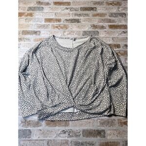 White Birch Leopard Print Twist Front Long Sleeve Top Small